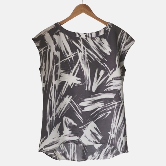 SIMPLY VERA WANG Boxy Blouse XS Gray Pleated Draped Back Shirt Top Minimalist - Picture 2 of 15